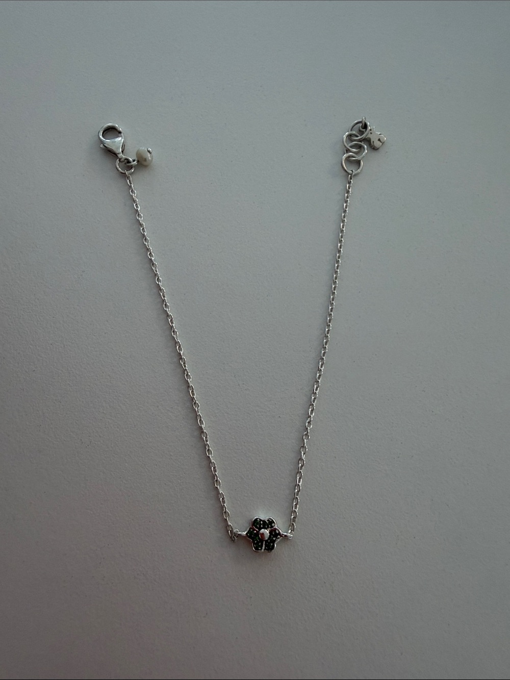 Tous Silver Bracelet with Green Gemstone